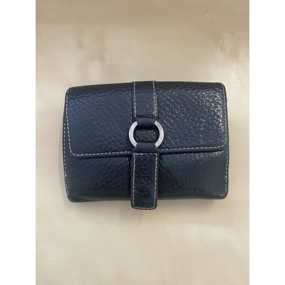 VTG Kate Spade Pebbled Leather Compact Wallet Bifold Black